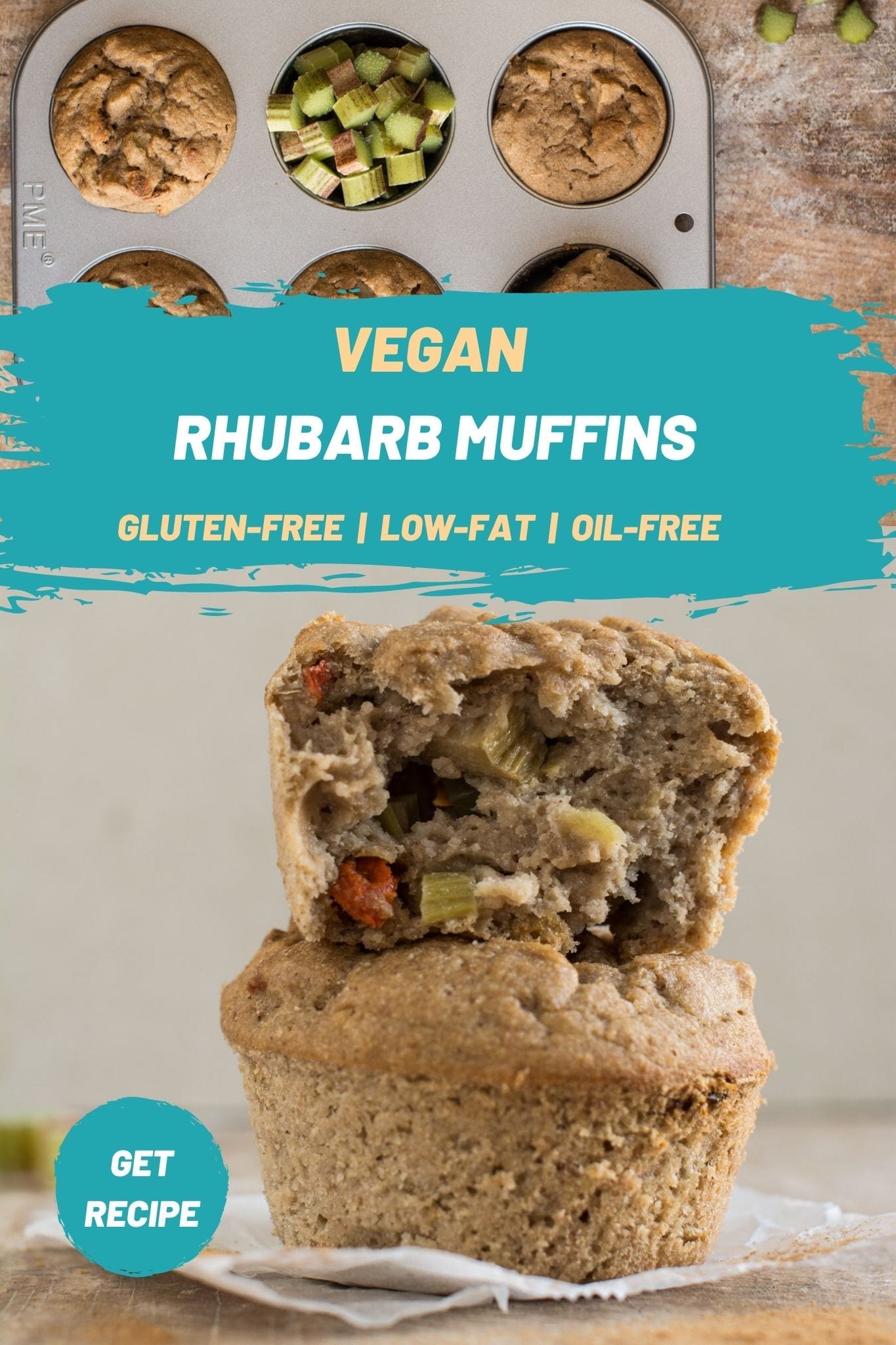 These vegan rhubarb muffins make a perfect breakfast or a lean snack to enjoy in the afternoon with tea. Besides being quick and easy to make, they are also oil-free, sugar-free, dairy-free, gluten-free. 