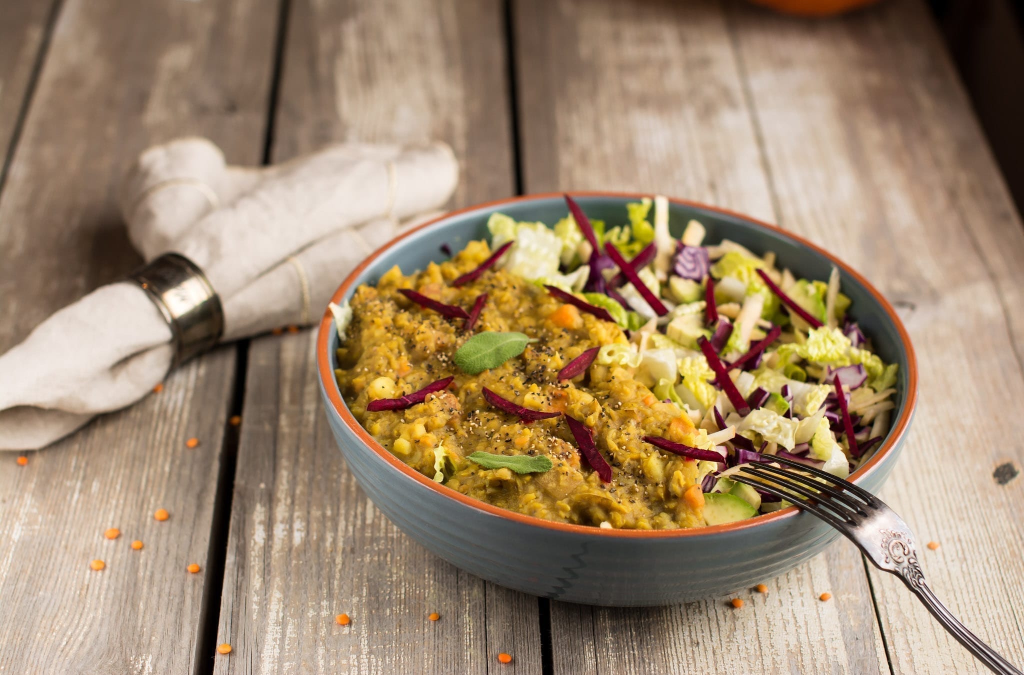 Salad with Red Lentil Dhal