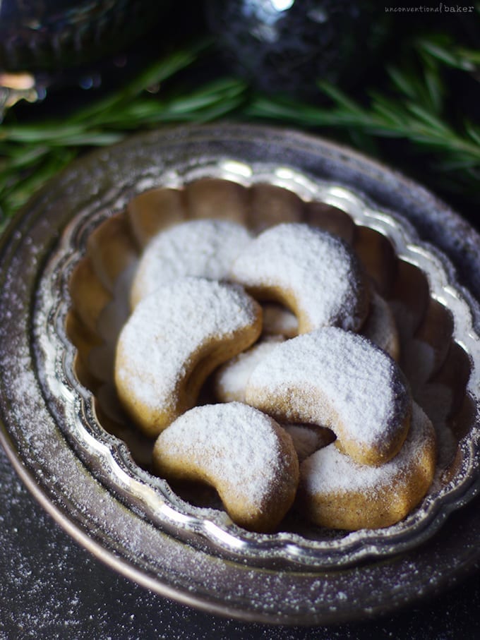 vegan gluten free almond crescent cookies