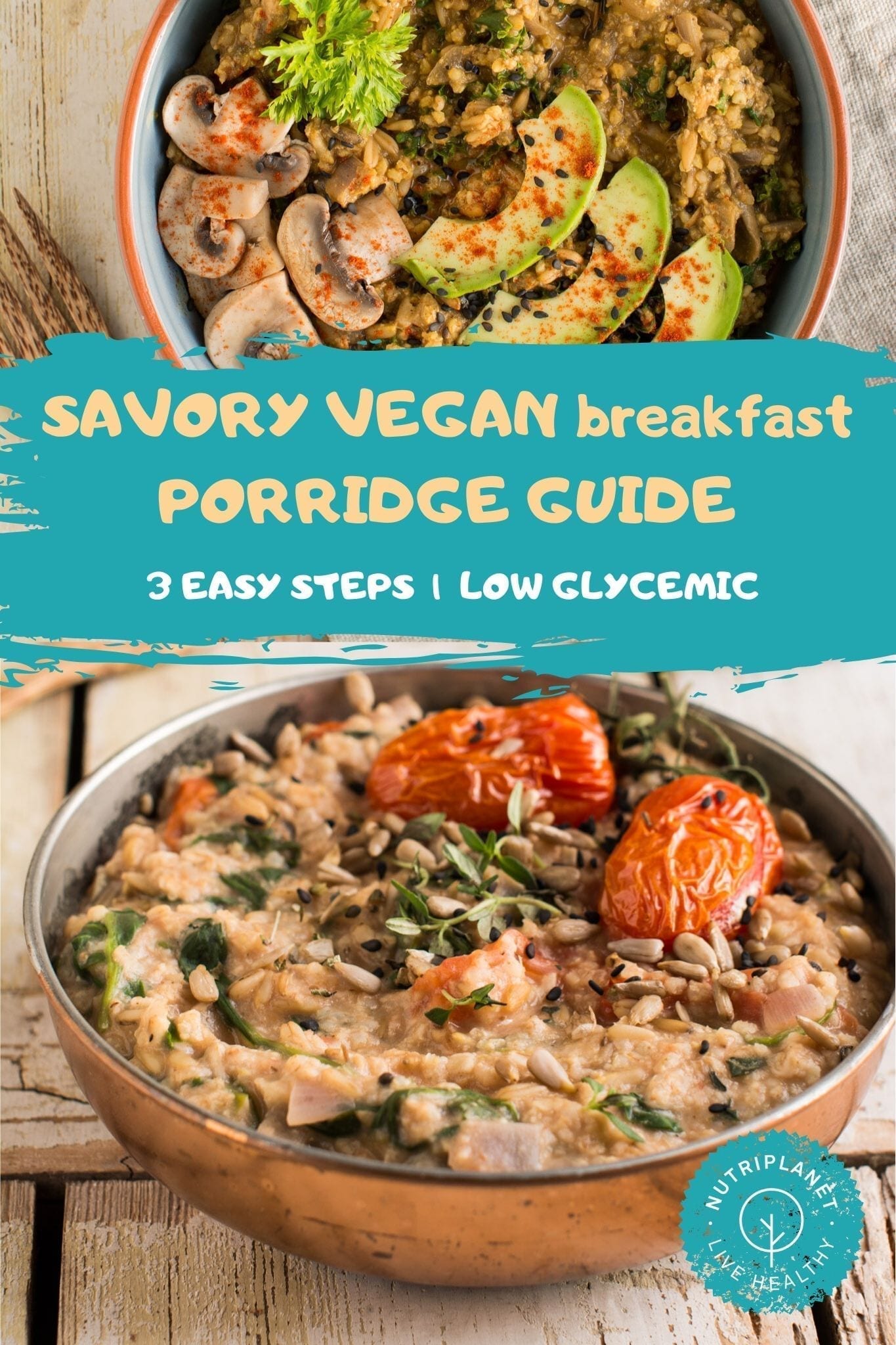 Learn how to make delicious savory vegan breakfast porridges using different grains and flavour combinations.