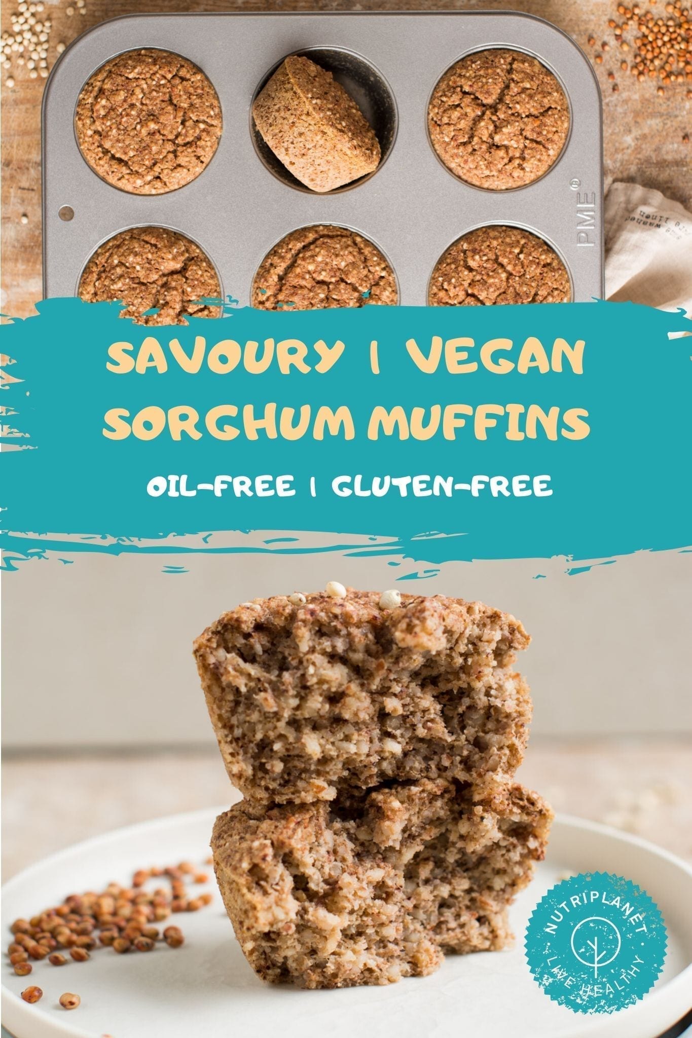 Savoury vegan sorghum muffins that make a perfect healthy breakfast or snack requiring only 5 ingredients. 