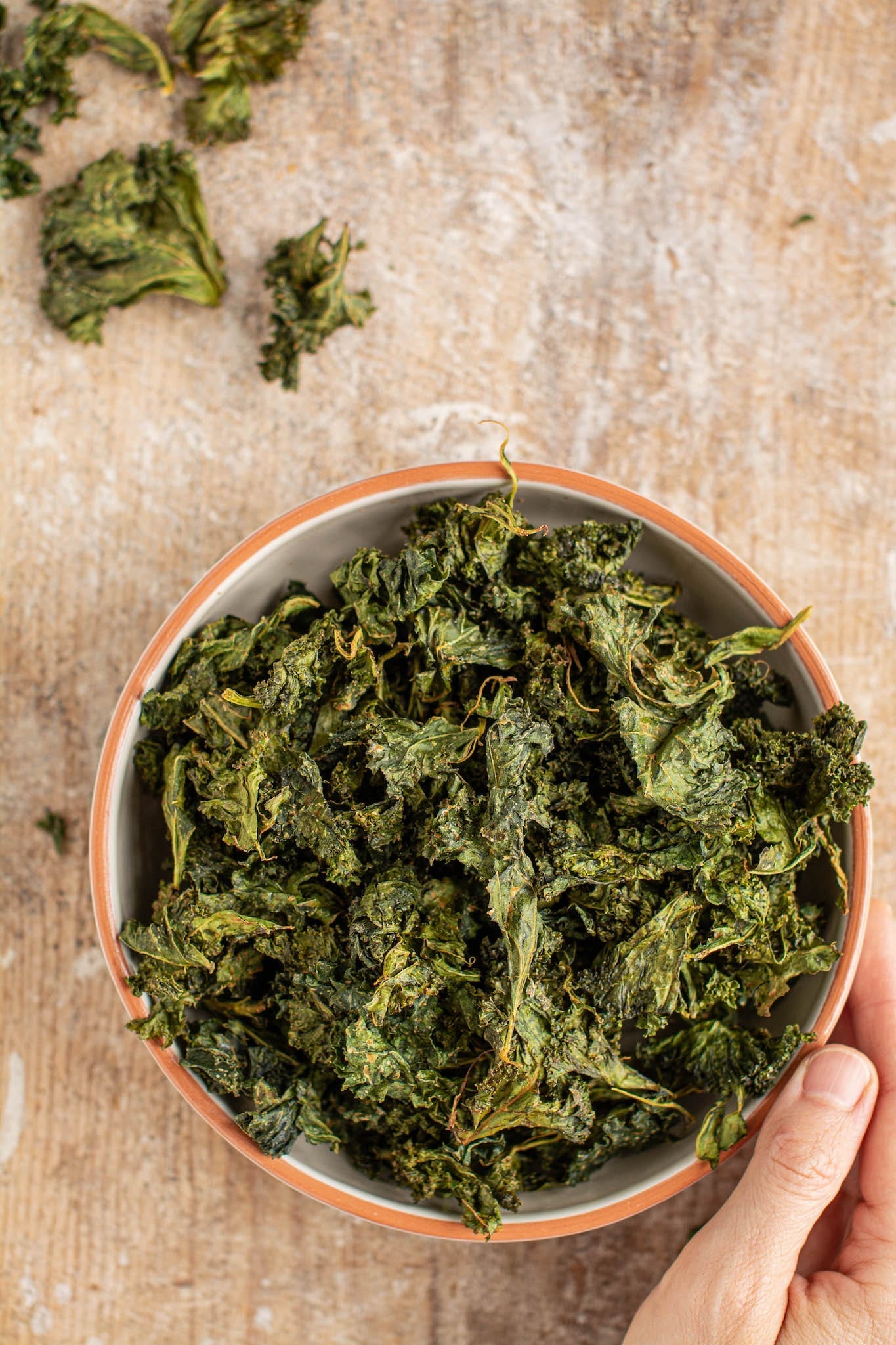 Try those delicious baked kale chips that are also oil-free. It’s a great recipe for a healthy snack instead of potato chips for when you crave something crispy and a bit salty.