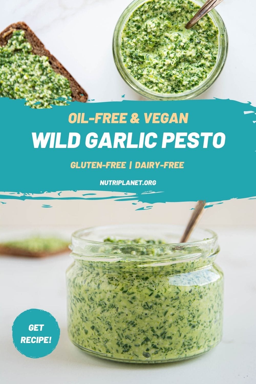 Learn how to make vegan oil-free wild garlic pesto with just 4 ingredients (not counting salt and water). Spread it on a slice of sourdough bread, make pesto pasta or add to salads, stews and Buddha bowls. 