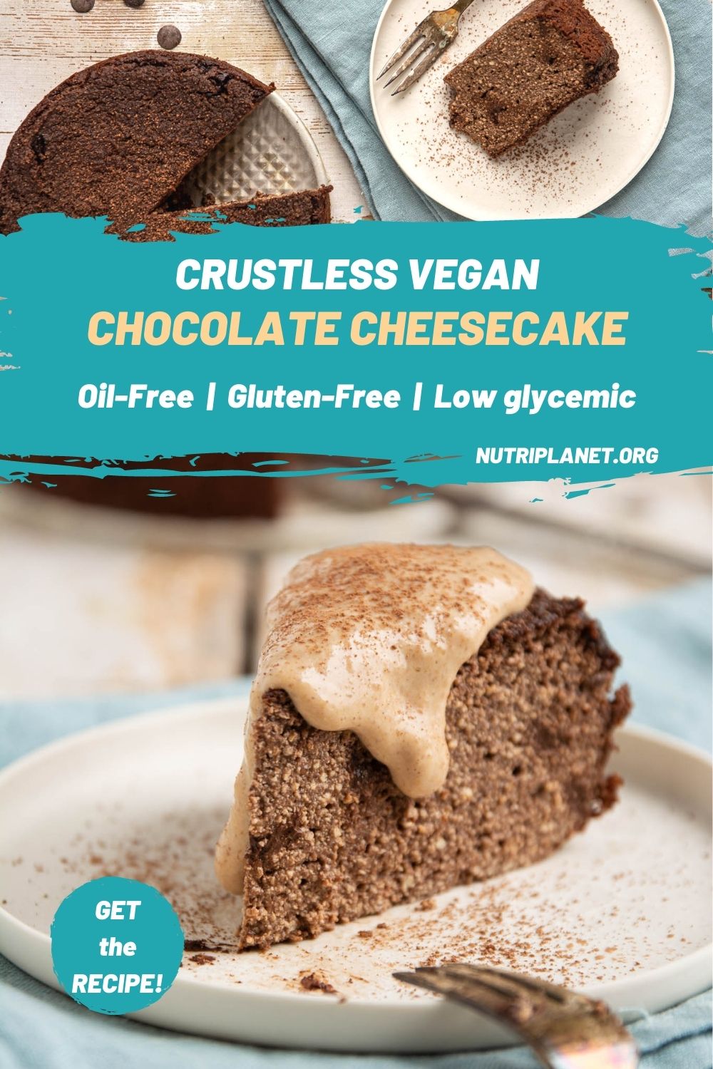 Learn how to make a healthy vegan chocolate cheesecake with chocolate chips and tofu but without crust.