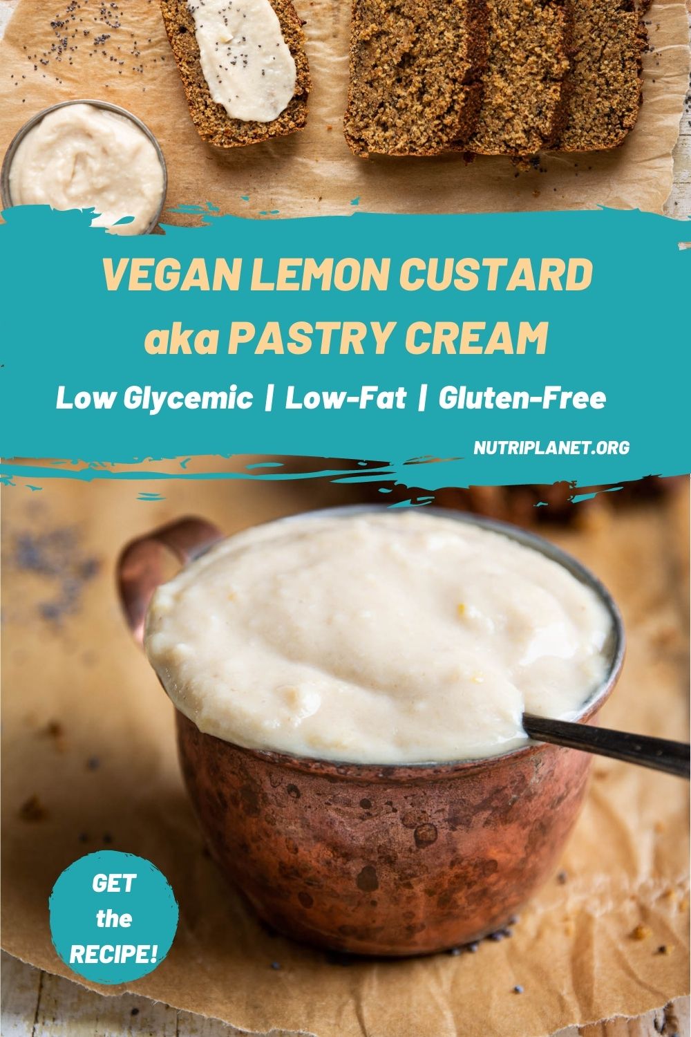 Learn how to make a no cook healthy gluten-free vegan lemon custard aka pastry cream. Besides, this vegan custard is oil-free as well as low-fat and takes under 10 minutes to make. Suitable on Candida diet and on low glycemic plant-based diet. 