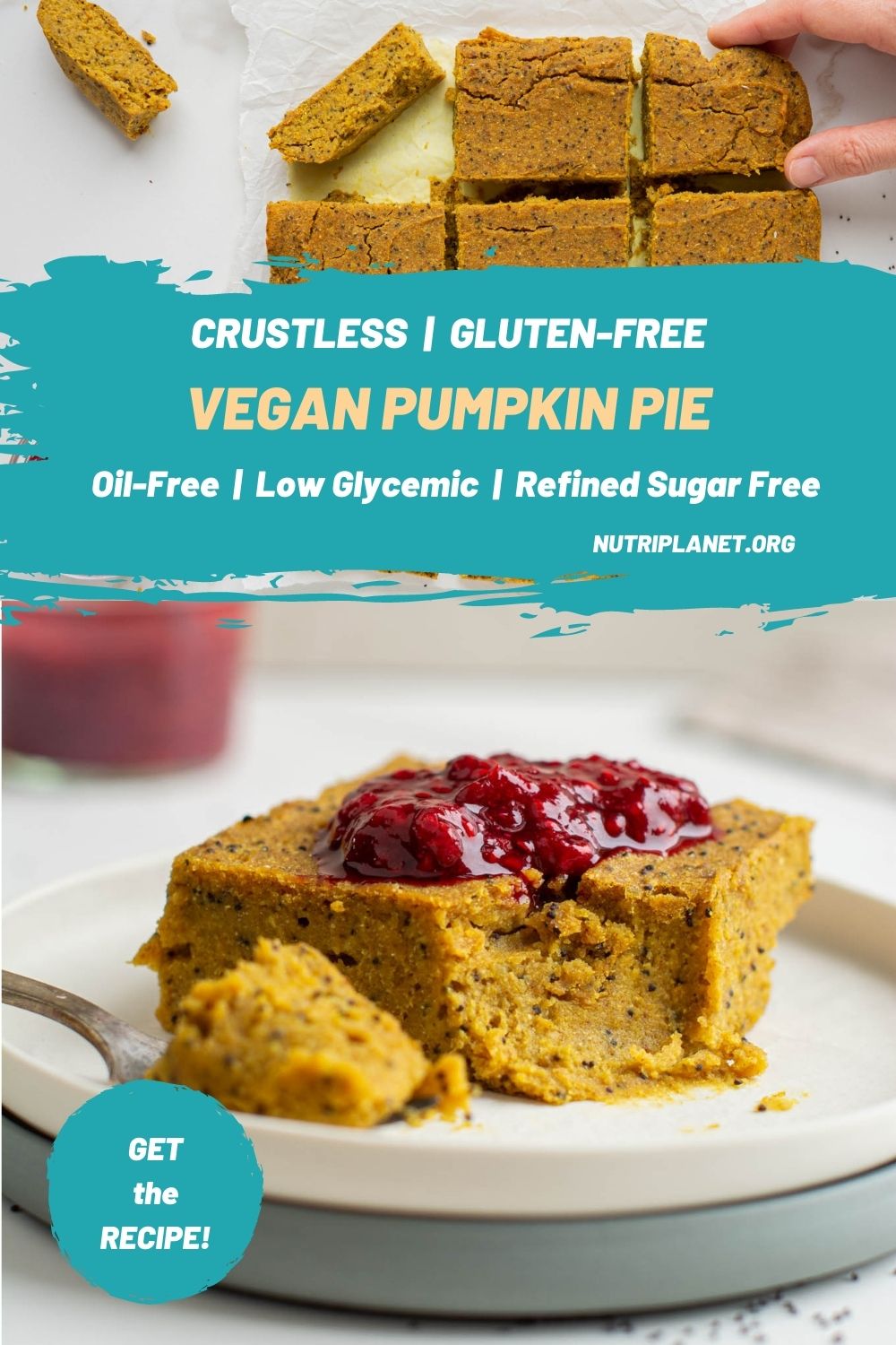 Learn how to make a healthy gluten-free vegan pumpkin pie recipe without crust. This pie is light and lean, therefore suitable for weekday indulgence. However, it can also be the main dessert on your vegan Thanksgiving table.